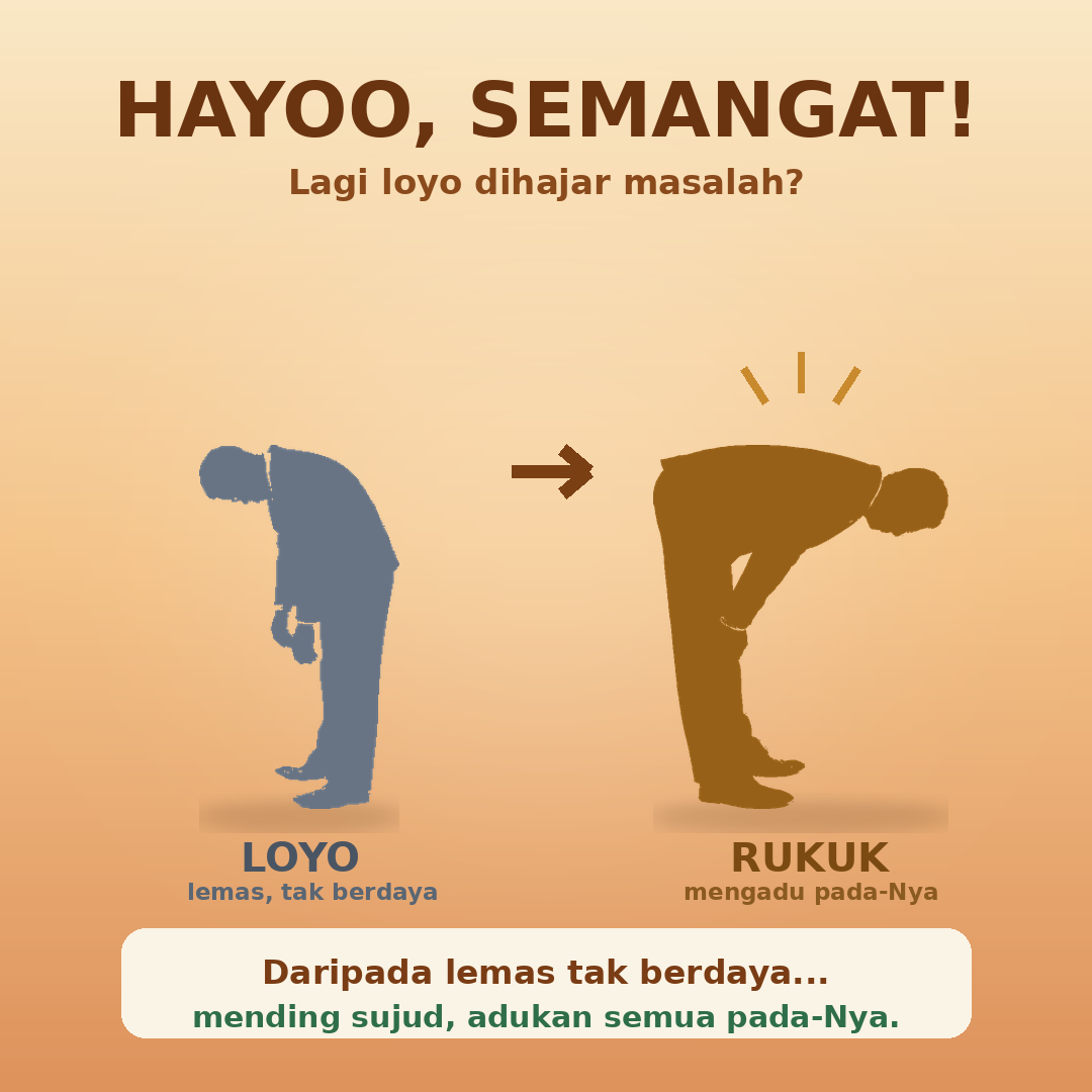 Quote dari loyo ke rukuk — lesu berubah jadi semangat lewat sujud, motivasi islami